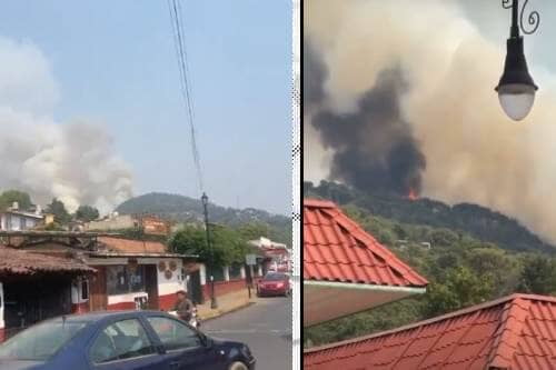 Videos: Sigue el combate de cuatro incendios forestales en Valle de Bravo